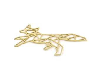 Pingente de raposa de latão, pingentes em formato de raposa de latão bruto, pingente de origami, joias de origami, achados (18 x 45 x 0,60 mm) SMP2681