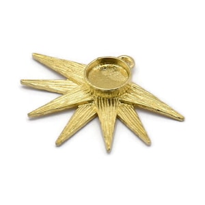 Brass Sun Charm, Raw Brass Sunshine Charms With 1 Loop, Pendants, Earrings (34x26x0.80mm) N0721