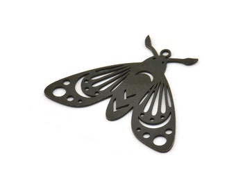 Black Butterfly Charm, 4 Oxidized Black Brass Butterfly Charms With 1 Loop, Earring Findings (26x35x0.60mm) A3838 H0970