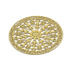 Brass Circle Charm, 6 Raw Brass Circle Charms, Earrings, Findings (35x0.30mm) D1421