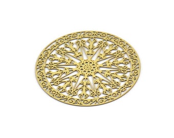 Brass Circle Charm, 6 Raw Brass Circle Charms, Earrings, Findings (35x0.30mm) D1421