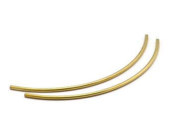 Brass Noodle Tube, 12 Raw Brass Curved Tubes (3x130mm) Bs 1420