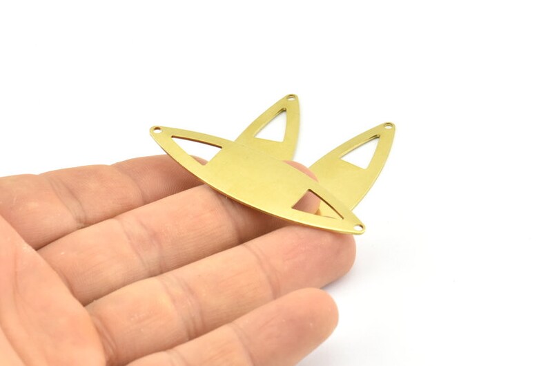 B0283 Brass Marquise Charm 55x16x0.80mm 10 Raw Brass Marquise Shape Stamping Blank Charms With 2 Holes Earrings Findings