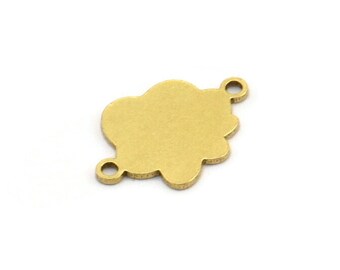 Brass Cloud Charm, 24 Raw Brass Cloud Shaped Charms With 2 Loops, Earring Charms, Connectors (14x10x0.60mm) A3503