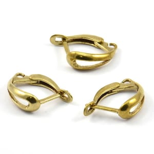 Brass Earring Clasp, 12 Raw Brass Earring Clasps With 1 Loop (15x12mm) BS 2298