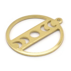 Moon Phases Charm, 8 Raw Brass Crescent Moon Charms, Pendants (22x0.80mm) M02708