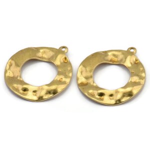 Brass Circle Charm, 12 Raw Brass Circle Charm Earrings With 1 Loop, Pendants, Findings (26x23x0.80mm) D0710