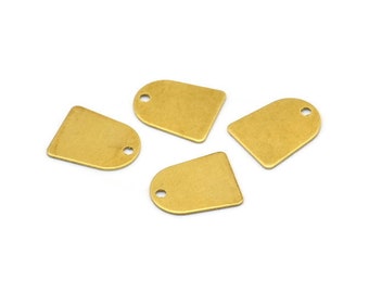 D Shaped Charm, 50 Raw Brass D Shaped Earrings With 1 Hole, Connectors, Findings (12x10x0.50mm) A0826
