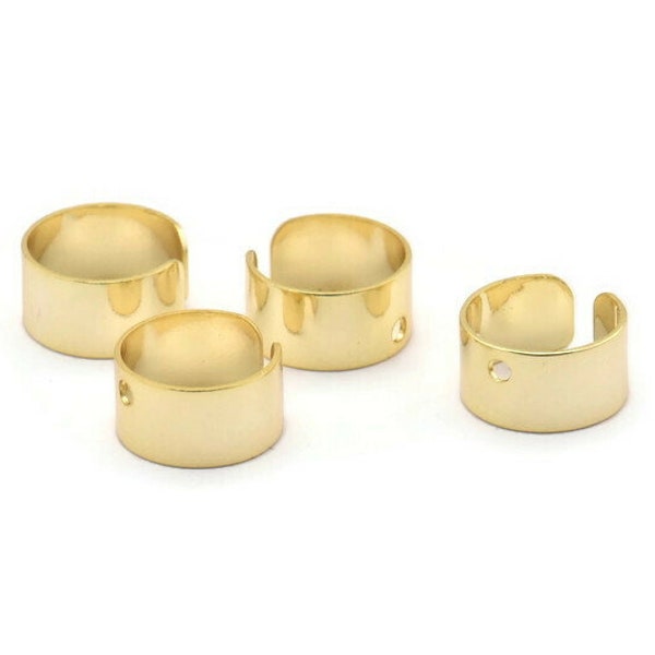 Gold Ear Cuff, 12 Gold Plated Brass Ear Cuffs With 1 Hole, Findings  (9mm) D0035 H0934