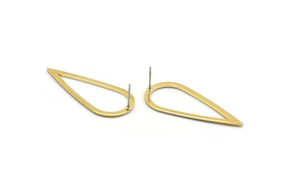 Brass Drop Earring, 4 Raw Brass Drop Stud Earrings