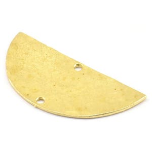 Hammered Half Moon, 4 Hammered Raw Brass Semi Circle Blanks with 2 Holes (33.5x15.5x0.8mm) BS 2004