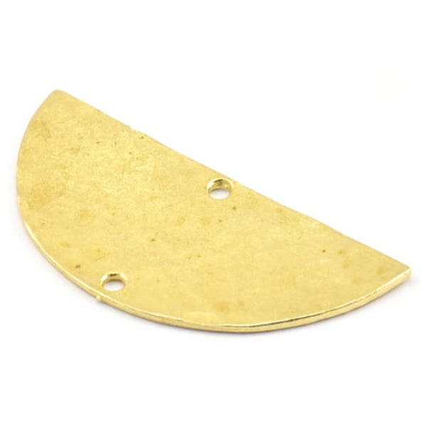 Hammered Half Moon, 4 Hammered Raw Brass Semi Circle Blanks with 2 Holes (33.5x15.5x0.8mm) BS 2004