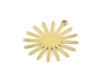 Brass Sun Charm, 12 Raw Brass Sun Charms With 1 Loop (27x0.80mm) A1727 M01676