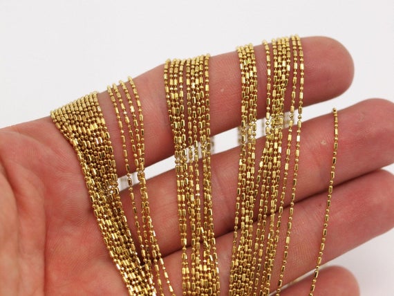 ボールチェーン、リンクチェーン、真鍮チェーン、5 m (1 mm) 生真鍮