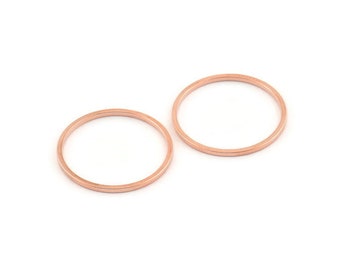 20mm Circle Connector, 24 Rose Gold Tone Brass Circle Connectors (20x1mm) D1448