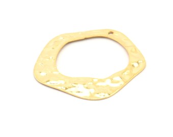 Gold Circle Charm, 2 Gold Plated Brass Hammered Circle Charms With 1 Hole, Earrings, Findings (31x30x0.60mm) D0676 Q0183