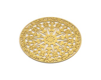 Gold Circle Charm, 2 Gold Plated Brass Circle Charms, Earrings, Findings (35x0.30mm) D1421