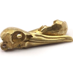 Bird Skull Charm, Raw Brass Bird Skull Necklace Pendants with 1 Loop (34x10x9mm) N0487