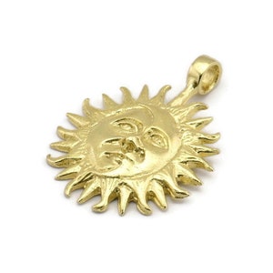 Brass Sun Charm, Raw Brass Sun Charms With 1 Loop, Findings (38x28mm) N2055