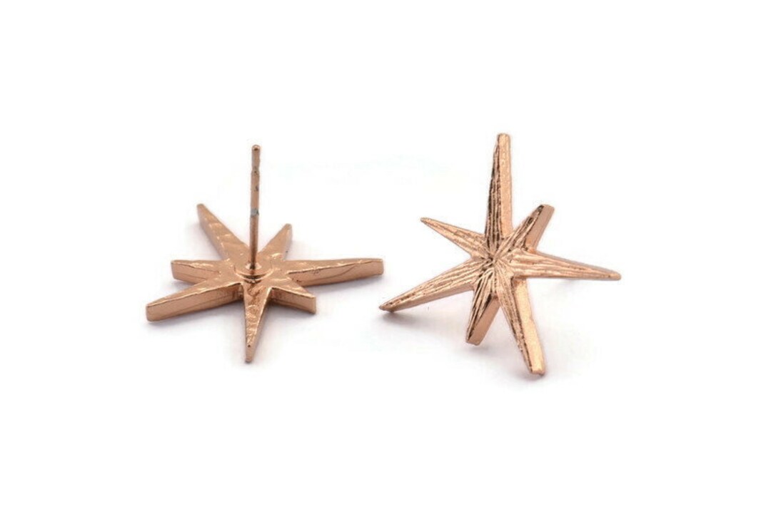 Rose Gold Boom Earring, 4 Rose Gold Plated Brass Boom Stud Earrings ...