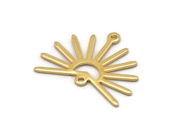 Breloque soleil doré, 4 breloques soleil en laiton plaqué or avec 2 boucles (20x25x0,80 mm) M02300