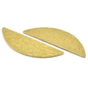 Brass Semi Circle, Hammered Raw Brass Half Moon Blanks (51x16x1mm) N0921