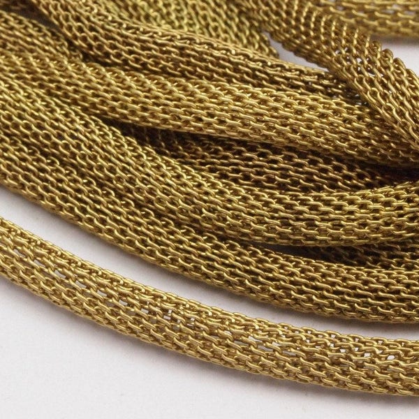 Brass Mesh Chain, 5m - Raw Brass Mesh Chain (4mm) Ch002 ( Z109 )