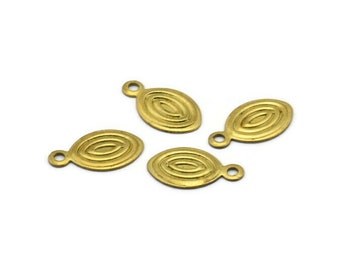 Brass Oval Charm, 50 Raw Brass Oval Charms, Findings (13x7mm) Brs 109 A0651