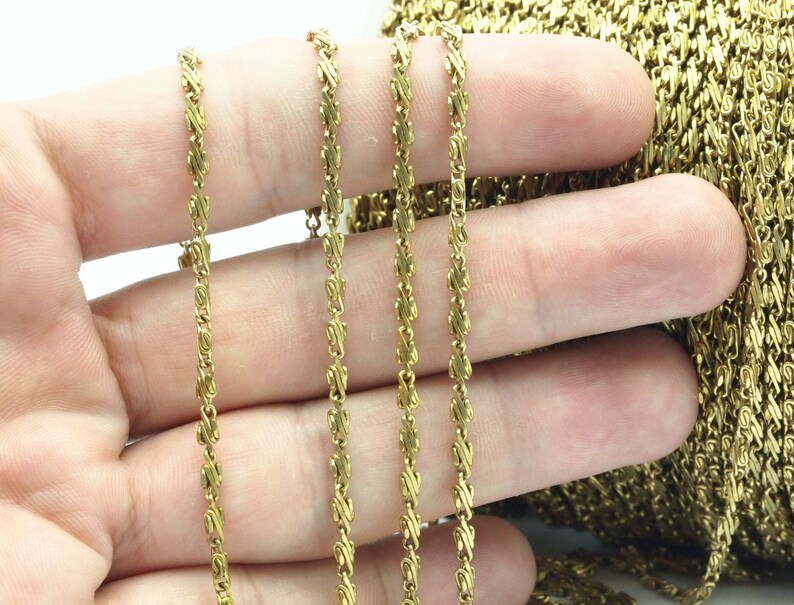 Facted Rope Chain Link Chain, Rope Chain, 5 M Faceted Raw Brass Chain (1.7x2.7mm) Bs 1368 ...
