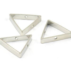 Silver Triangle Charm, 12 Silver Tone Triangles with 2 Holes (17x3x0.70mm) BS 2405