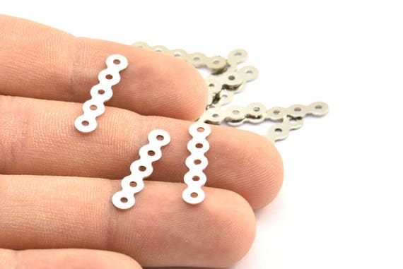 Buy Silver Brass Charm, 25 Silver Tone Connector With 5 Holes