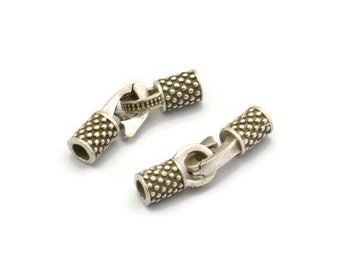Leather Hook Caps, 2 Antique Silver Plated Brass Leather Cord Ends, Hook Ends For 3mm Leather Cord (16x13x5.5mm) N0308