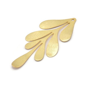 Gold Leaf Charm, 2 Gold Plated Brass Textured Leaf Charm Earrings With 1 Hole, Findings (62x26x0.60mm) D0680 Q0763