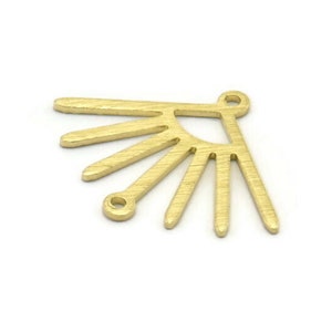 Messing Sonnen Charm, 12 Strukturierte Rohe Messing Sonnen Charms mit 2 Schleifen (24x19x0.80 mm) M02452