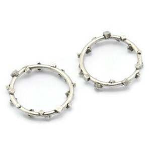 Silver Circle Connector, 2 Antique Silver Plated Brass Circle Connectors Closed Ring (25x2mm) N1719
