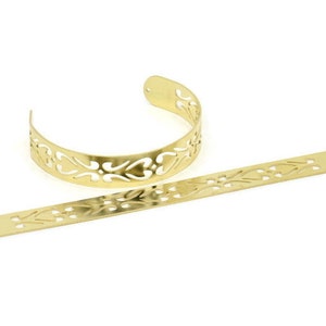 Adjustable Bangle Bracelet, Raw Brass Flat Bracelet With 2 Holes, Raw Brass Bracelet, Brass Bracelet Bangle (145x13x0.80mm) SMP1885
