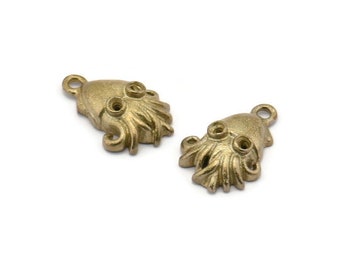 Brass Octopus Charm, 6 Raw Brass Octopus Charm With 1 Loop (15x11mm) SY0058