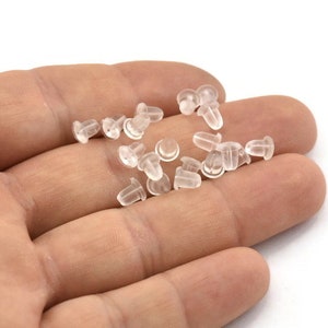 Silicone Earring Stopper, 100 Soft Silicone Rubber Earring Backs, Earring Stoppers (5x4mm) A1643