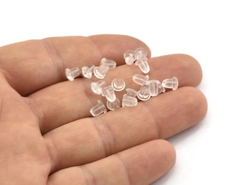 Silicone Earring Stopper, 100 Soft Silicone Rubber Earring Backs, Earring Stoppers (5x4mm) A1643