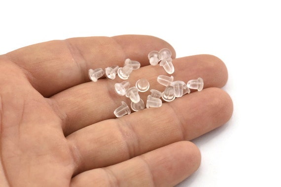 100 Clear Rubber Bullet Earring Safety Backs Earring Hook Stopper Earnut Gut
