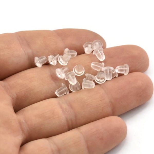 Silicone Earring Stopper, 100 Soft Silicone Rubber Earring Backs, Earring Stoppers (5x4mm) A1643