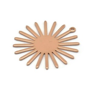 Rose Gold Sun Charm, 4 Rose Gold Plated Brass Sun Charms With 1 Loop (31x30x0.80mm) M02205