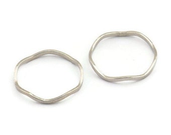 Srebrne kółka, 12 srebrnych, falistych kółek mosiężnych, łączniki (20x0,80x1,5 mm) E192 H1599