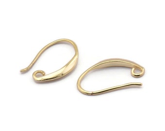 Gold Ohrhaken, 8 Messing vergoldete Ohrring-Brisuren, Ohrring Haken (20 x 12 mm) BS 1818