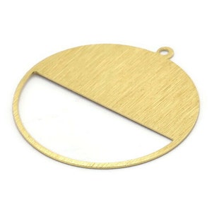 Brass Circle Charm, 4 Textured Raw Brass Circle Charms With 1 Loop, Pendants, Earrings, Findings (41x38x0.6mm) M02056