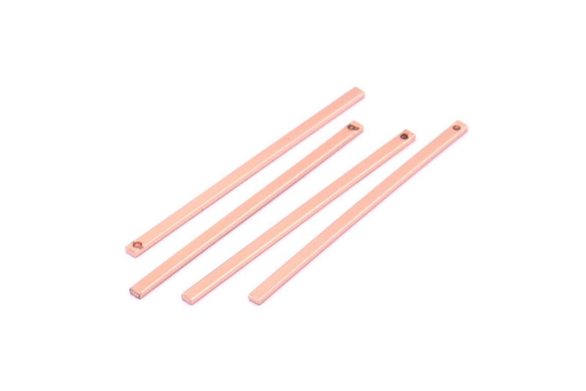 Rose Gold Bar 6 Rose Gold Plated Brass Bars 45x2x1mm Bs Etsy