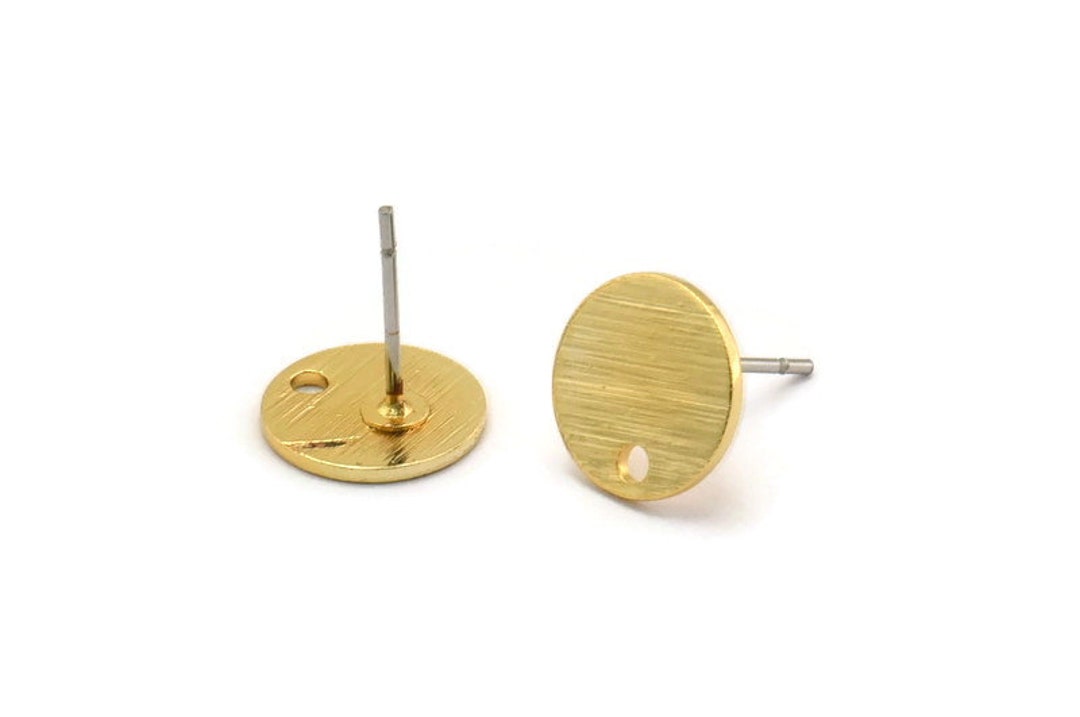 ピアス Circle Volume Earrings #5133 Gold Circle Earring, 6 Textured Gold Plated Brass Circle