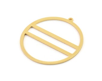 Gold Circle Charm, 2 Gold Plated Brass Circle Charms With 1 Loop, Charm Pendants (42x40x1mm) A3062