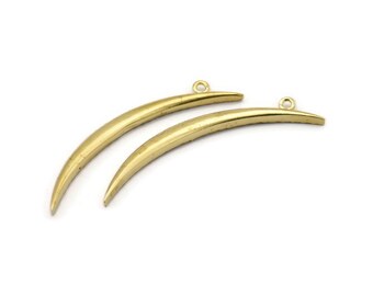 Brass Crescent Pendant, Raw Brass Textured Wide Crescent Moon Necklace Pendants, Charms (54x4.5x2.7mm) N0171