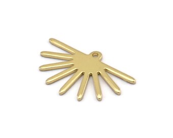 Brass Sun Charm, 24 Raw Brass Sun Charms With 1 Loop (25x16x1mm) M03374